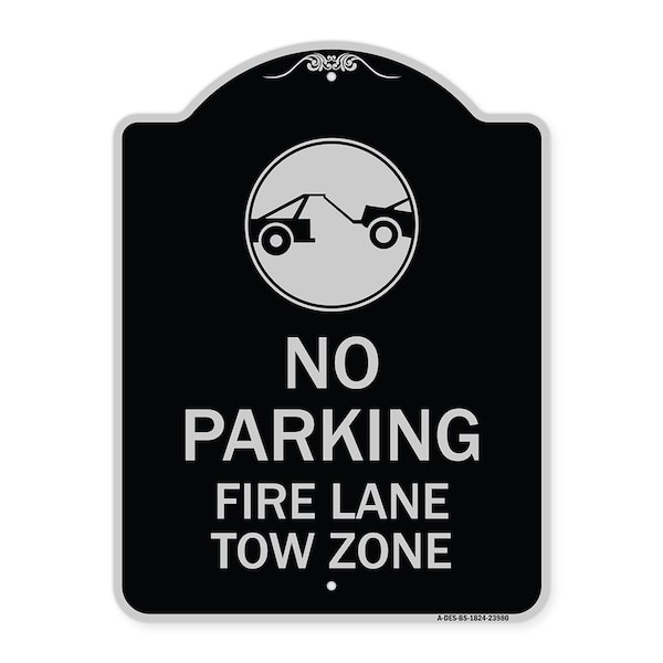 Fire Lane Tow Zone with Graphic Heavy-Gauge Aluminum Architectural Sign, 24" x 18", BS-1824-23980
